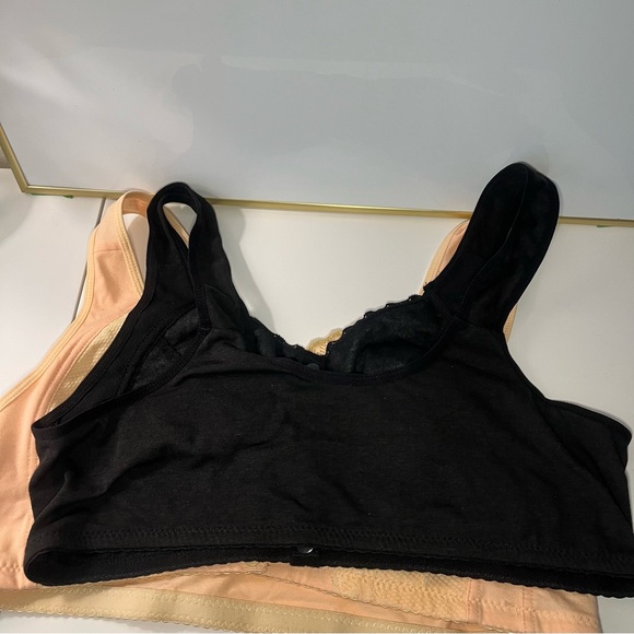 2 Women's Lace Trim Bralette Size Large - Black & Peach - Picture 5 of 14
